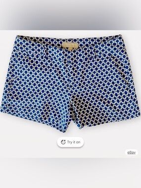 Banana Republic Navy and White Geo High-Waist Shorts